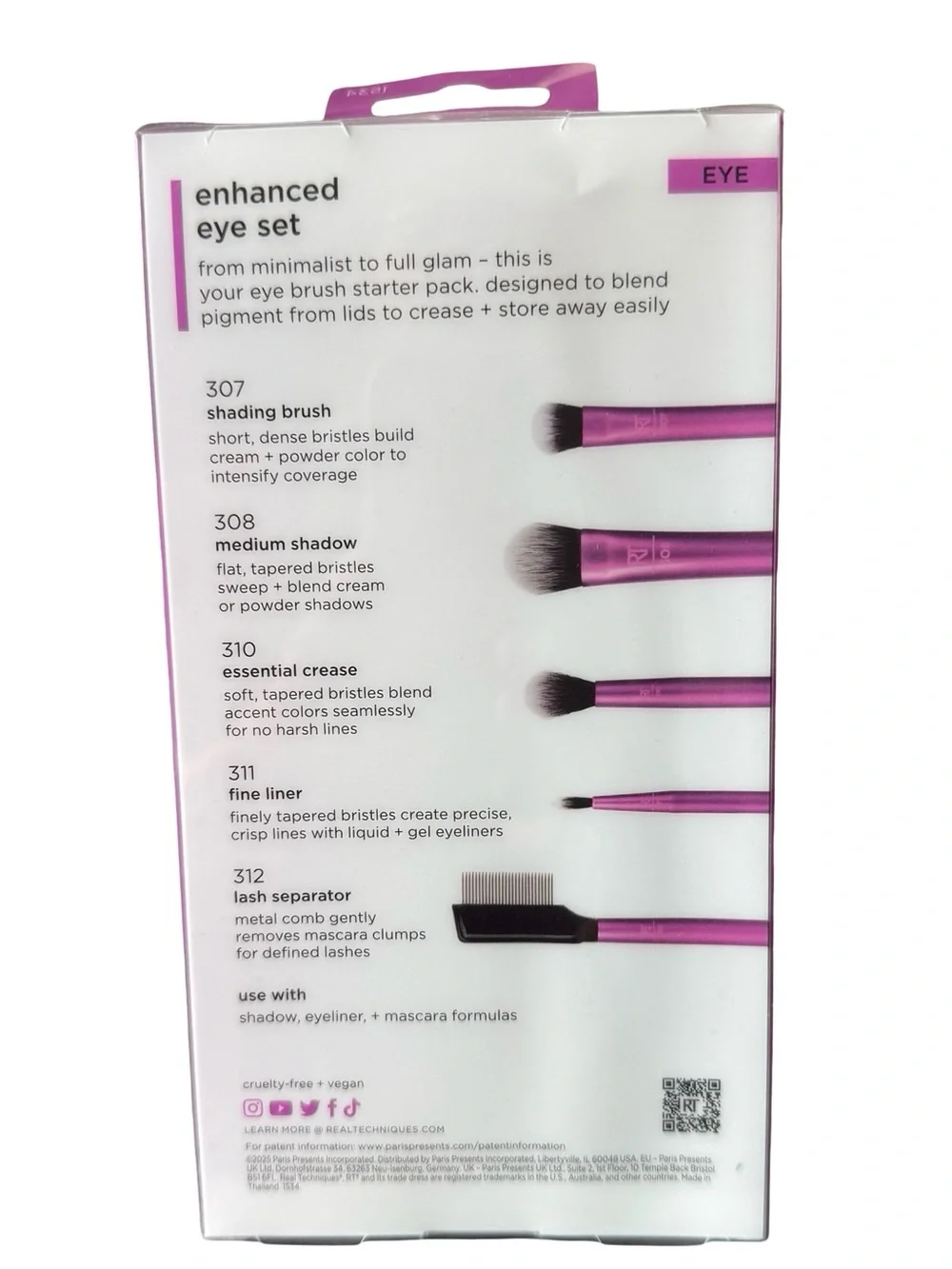 Real Techniques Enhanced Eye Brush Set - Metallic Fuchsia